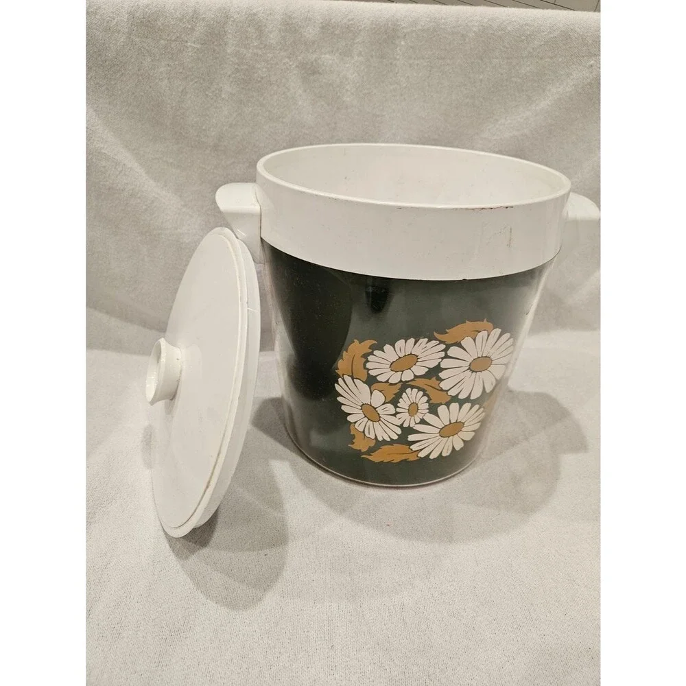 Vintage West Bend Thermo Serv Daisy Ice Bucket With Lid